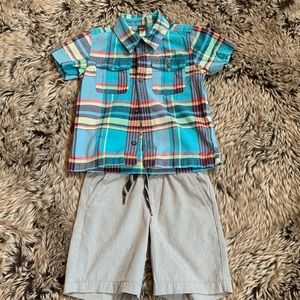 Mini Boden prepster button down and golf shorts